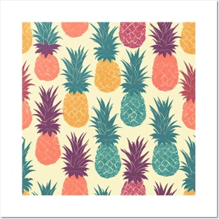 Pastel Pineapples Pattern Posters and Art